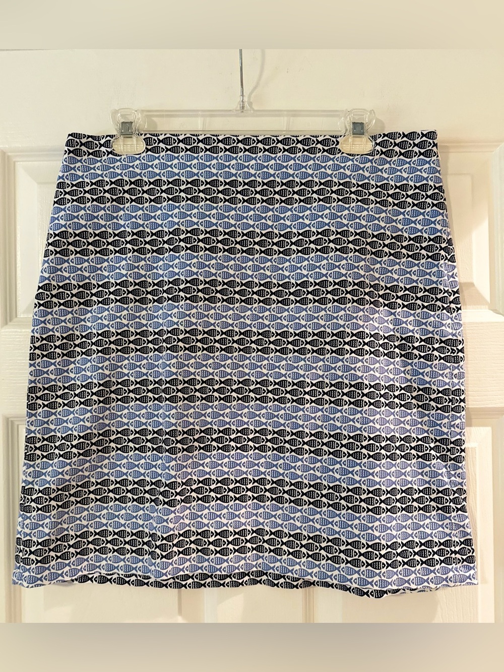 NWOT Women’s TALBOTS Factory Pencil Beach Fish Cruise Resortwear Skirt‎ Blue 10.